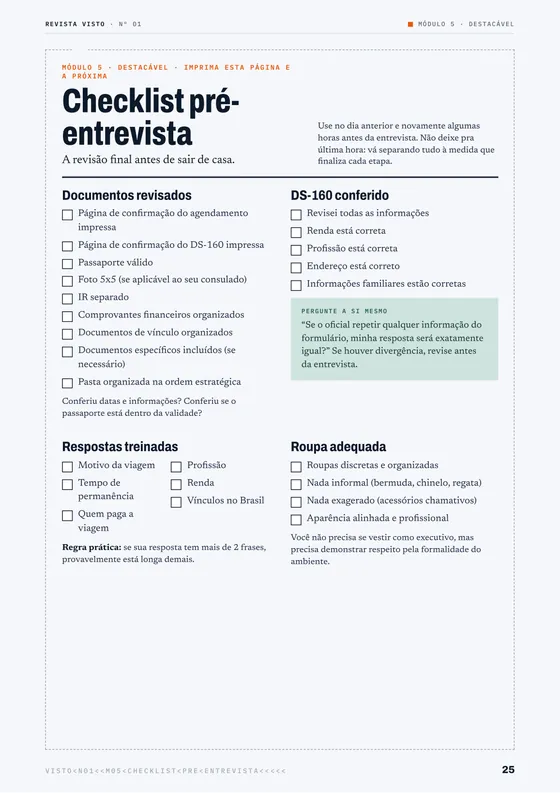 Checklist destacável