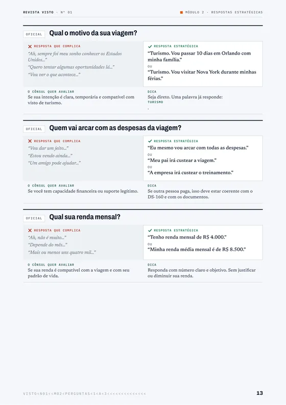 Página de respostas estratégicas